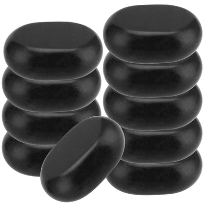 SEHOI 10 Piece 3 Inches Large Basalt Hot Stones, Hot Massage Stones Set, Natural Basalt Hot Rocks Warmer Stone for Professional/Home Spa, Therapy, Relaxation, Healing, Black