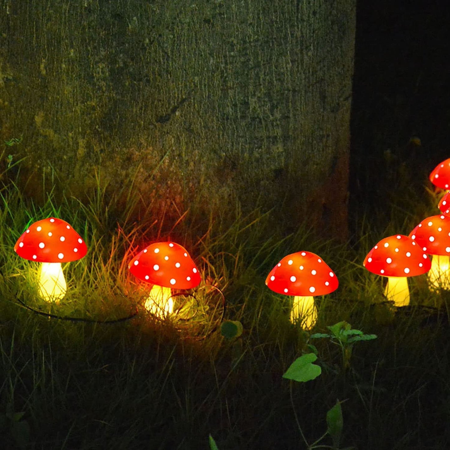 Windpnn 8-Pack Red Solar Mushroom Lamp, 8 Modes, Outdoor Waterproof, for Garden Decor, Christmas, Halloween, Yard, Lawn