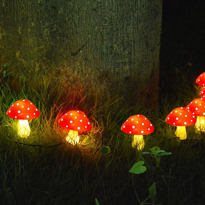 Windpnn 8-Pack Red Solar Mushroom Lamp, 8 Modes, Outdoor Waterproof, for Garden Decor, Christmas, Halloween, Yard, Lawn