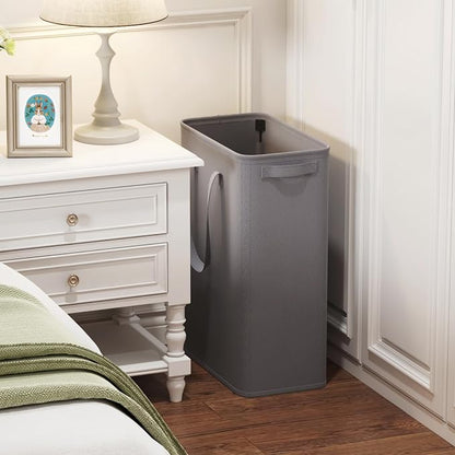 Lifewit 2 Pack Slim Laundry Hamper, Collapsible Narrow Laundry Basket, Small Tall Dirty Clothes Hampers with Handles for Bathroom Bedroom College Dorm, Grey, 50L