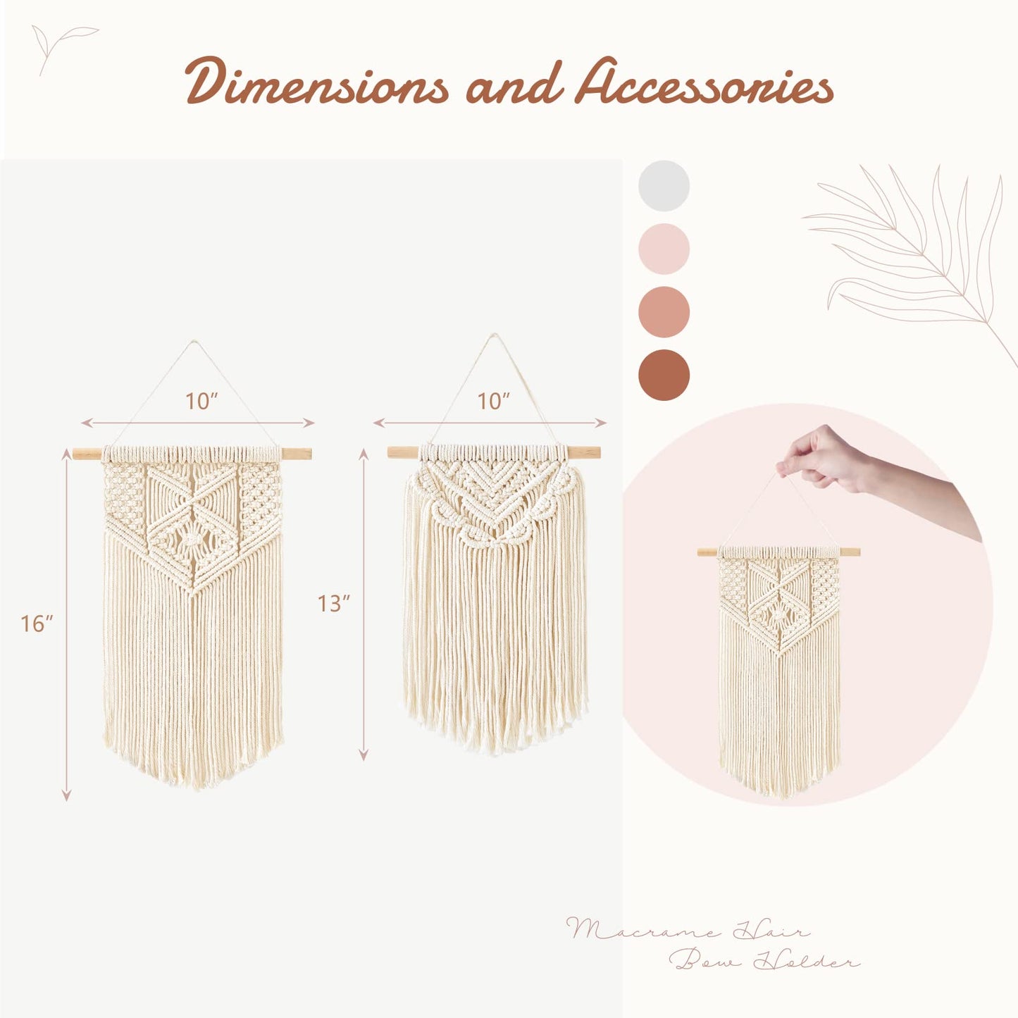 Mkono 3 Pcs Macrame Wall Hanging Boho Wall Decor and Woven Storage Basket Makeup Organzier for Bedroom Living Room Nursery Apartment, Girls Gift