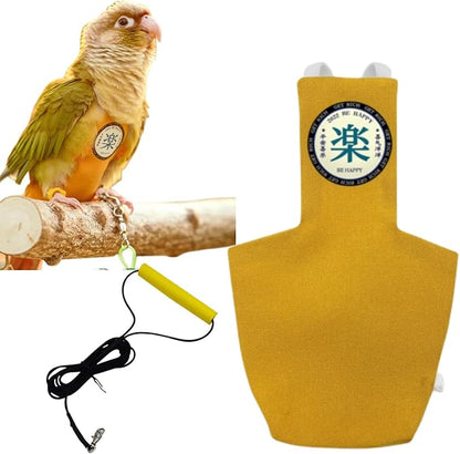 MANON ROSA Bird Diapers Leash Set Washable Reusable Handmade Flight Suit Waterproof Inner Layer - Protective Parrot Nappy Clothes Parakeets Macaws Budgies Canaries (Yellow2,Sun Conure)