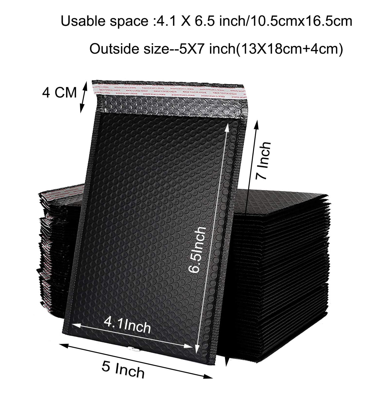 25Pack 5x7 Inches outside Small Black Poly Bubble Lined Mailers Padded Shipping Envelopes Self Seal Mailer Waterproof, Shockproof and Dustproof(Black 5x7 Inches-25pcs)