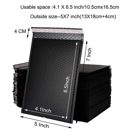 25Pack 5x7 Inches outside Small Black Poly Bubble Lined Mailers Padded Shipping Envelopes Self Seal Mailer Waterproof, Shockproof and Dustproof(Black 5x7 Inches-25pcs)