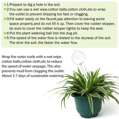 OYSIR 3 PCS Top-Fill Self Watering Globes, Automatic Plant Watering Devices, Transparent Self Watering Planter Insert, Durable Clear Glass Aqua Bulbs for Indoor, Ball Shape, & Funnel