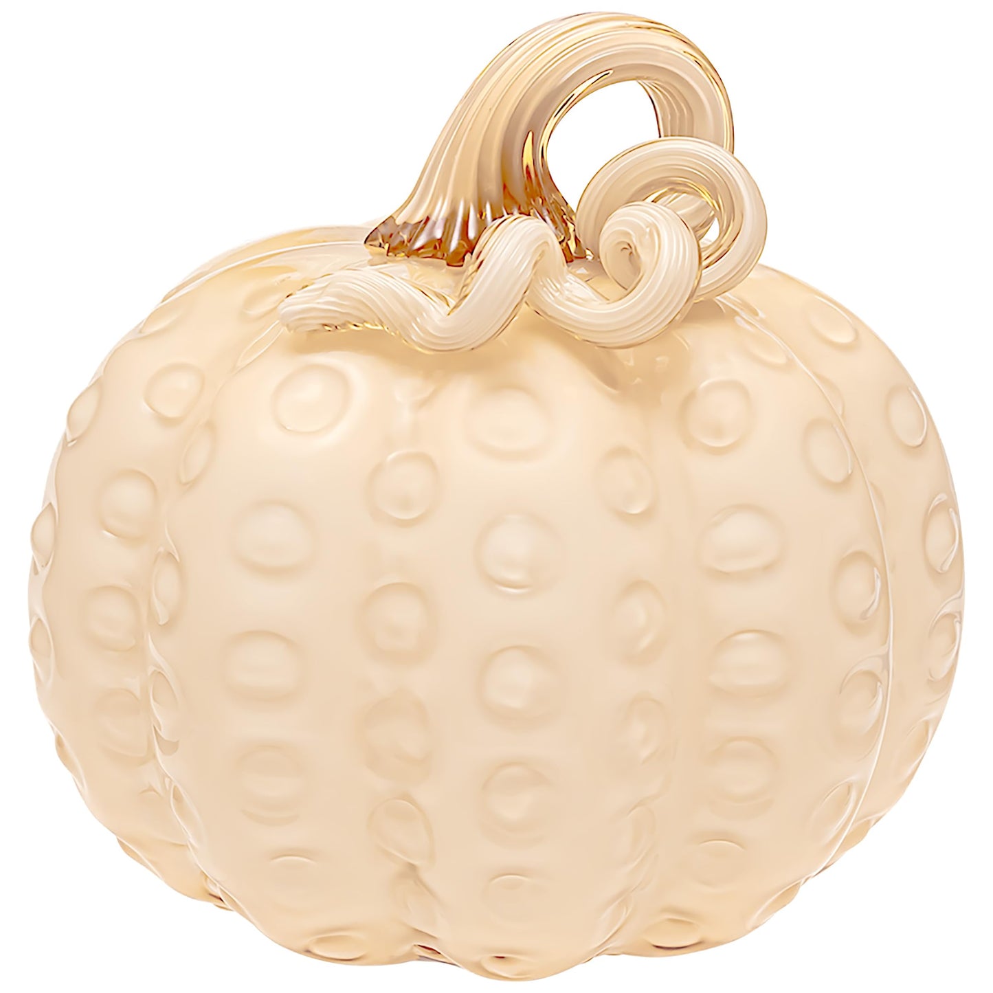 Boston International Handblown Art Glass Pumpkin Thanksgiving Halloween Decorations for Home, Medium, Butter with Dots