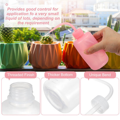 PATIKIL 500ml 17oz Succulent Eyelash Tattoo Wash Bottle, 6 Pcs Plastic Watering Squeeze Bottle Rinse Bottle for Plant Eyelash Extensions Irrigation Lab Gap Cleaning, Clear