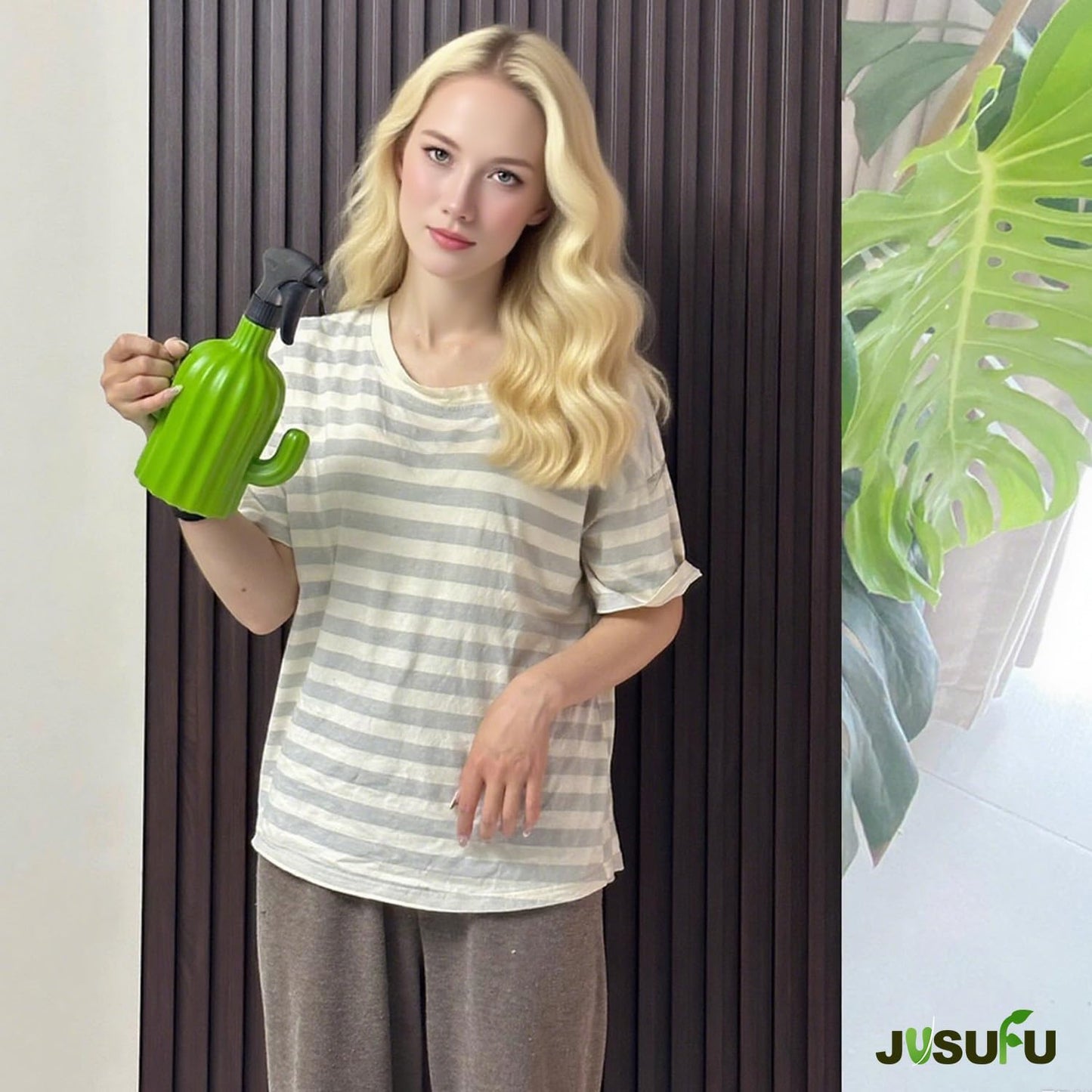 JUSUFU Plant Mister Spray Bottle，Spray Bottle for Indoor and Gardens, Continuous Water Mist Sprayer for Plants, Flowers, Cleaning (green 600ml/20oz)