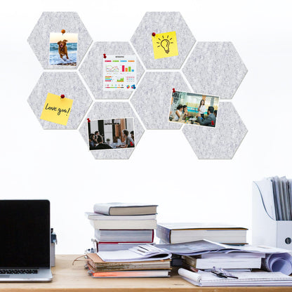 HULAVO Large Hexagon Felt Cork Board Tiles, Self Adhesive DIY Felt Bulletin Board Pin Board with 35 Pushpins for Office School Home Wall Decor Stickers Memos Photos Display(Light Grey)