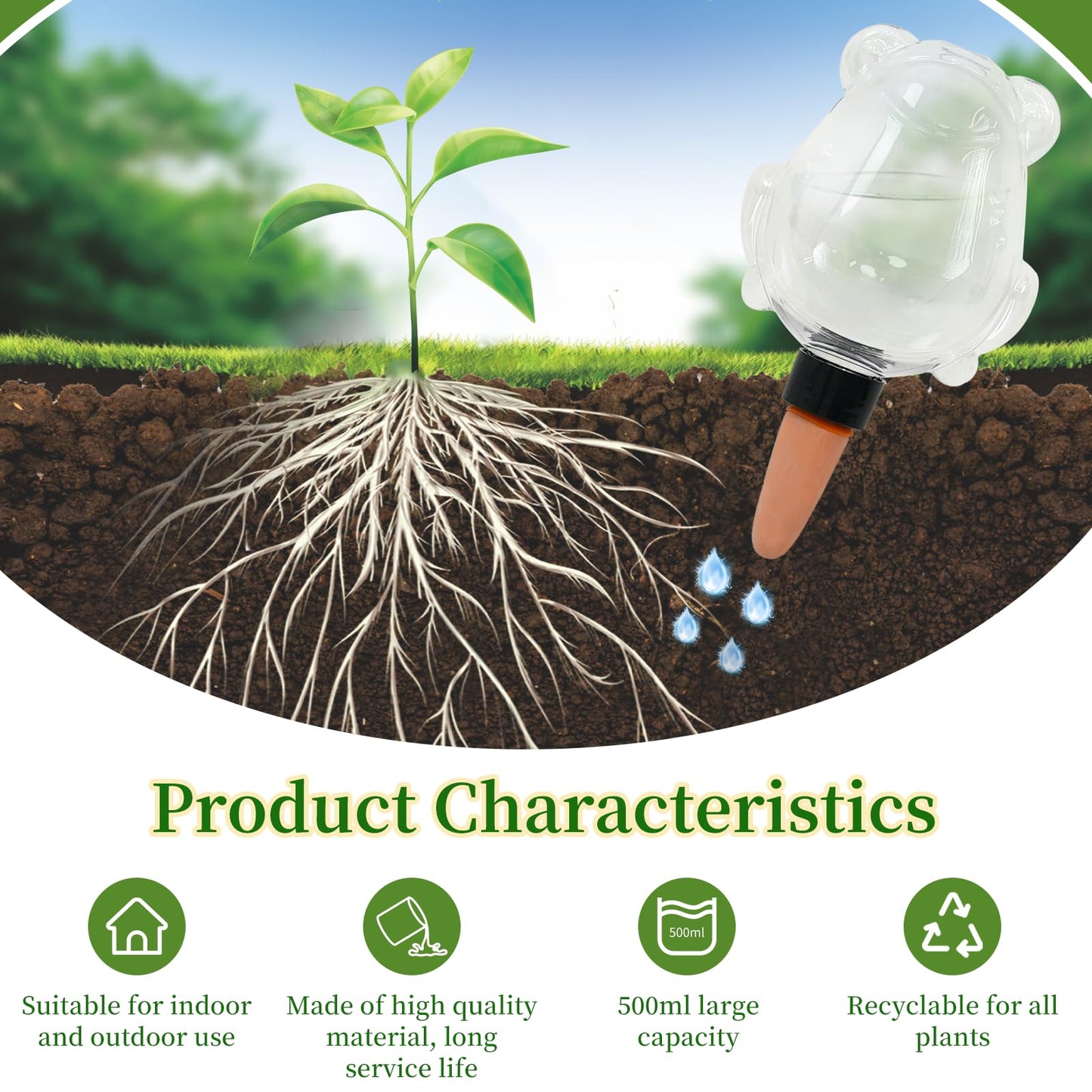 GEWOSI 3 Pack Plant Self Watering Globes Top Fill for Indoor Plastic Water Bulbs Slow Release Terracotta 13oz Self Watering Planter Insert Automatic Drip Irrigation Water Spikes Stakes Devices System