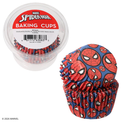 48 x Marvel Spider-Man Baking Cups By DecoPac | Standard Size Cupcake Liners | Greaseproof Paper Cases for Cupcakes, 1.8" x 1.25", Pack of 48