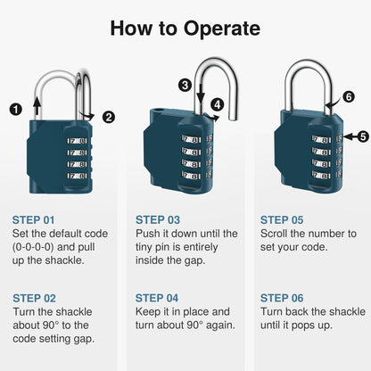 Puroma Combination Lock 4 Digit Waterproof Locker Locks Secure Outdoor Padlock for Gym Lockers, Toolboxes, Gates, Fences, Storage, Sports Locker (Peacock Blue)