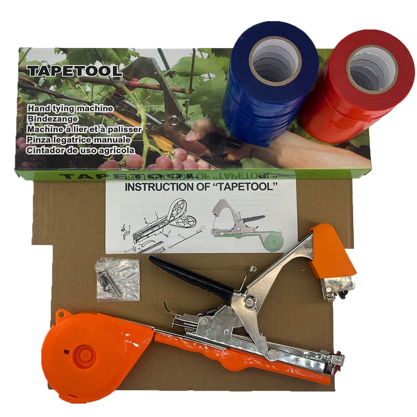 Plant Tying Machine Tool,Vegetable Gardening Tools with 10000pcs Staples 20 Rolls Tape and Replacement Blade for Grapes,Raspberries,Tomatoes,and Vining Gardening Tying Tool(Orange)