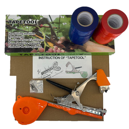 Plant Tying Machine Tool,Vegetable Gardening Tools with 10000pcs Staples 20 Rolls Tape and Replacement Blade for Grapes,Raspberries,Tomatoes,and Vining Gardening Tying Tool(Orange)
