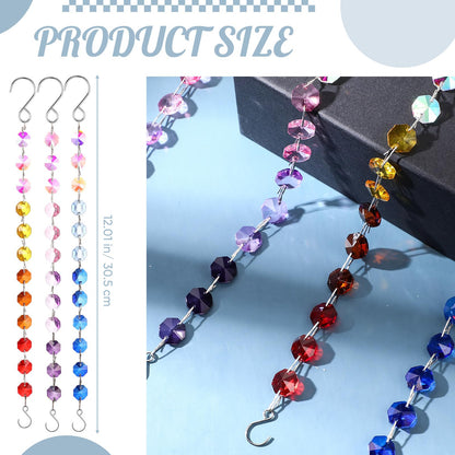 Landical 9 Pack 12 Inch Suncatcher Plant Hanger Hanging Basket Chains with Hooks Crystal Suncatcher Prism Window Hanging Chain Garden for Flower Pots Bird Feeders Wind Chimes Ornaments(Mixed Color)
