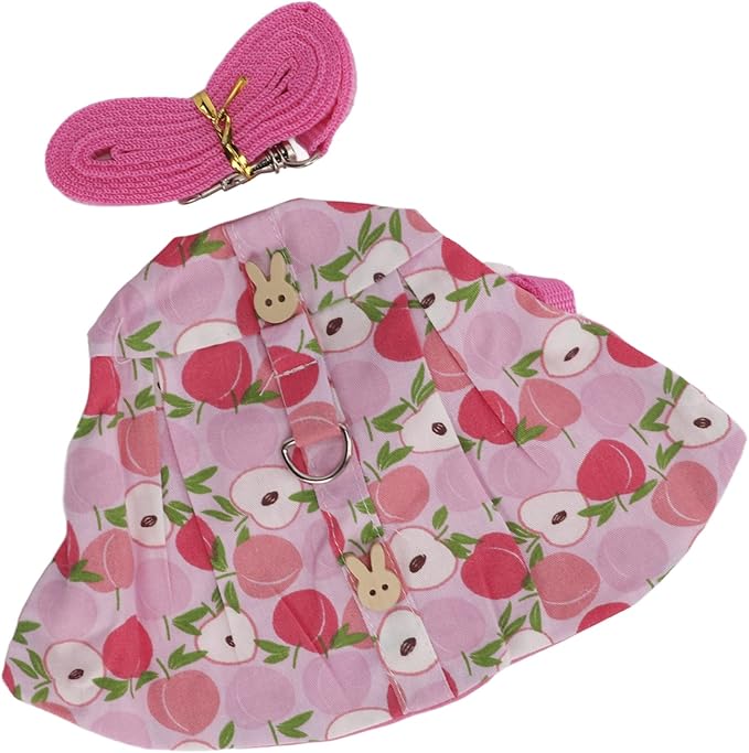 Rabbits Harness Leash Cute Breathable Pet Chest Traction Rope Set for Guinea Pigs Hedgehogs Soft Cotton Cloth Nylon Webbing Stylish Outfit (M)