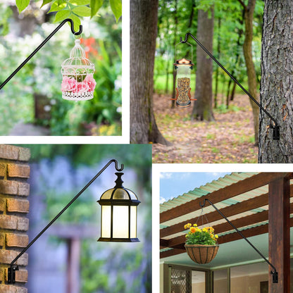 MIXXIDEA 2 Packs Heavy Duty Extended Reach Wall Mounted Deck Hook Wall Pole, Wall Bracket Direction and Length Adjustable Plant Bracket for Bird Feeders, Planters, Suet Baskets, Lanterns, Wind Chimes