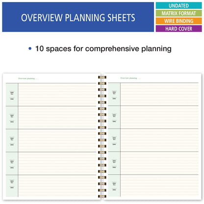Elan Publishing Company HARDCOVER 6 Period Teacher Lesson Plan - Days Vertically Down The Side with Bonus Clip-in Bookmark (Pink Marble)