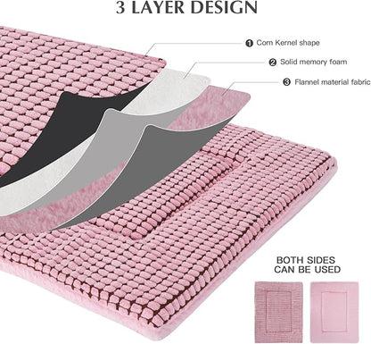 BVAGSS Reversible Dog Crate Pad, Memory Foam Pet Bed Mat, Soft Warm Machine Washable Sleeping Kennel Mattress for Small Medium Dogs XH079 (30''x20''x1.6'',Pink)