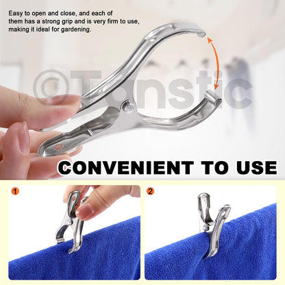 Tanstic 40Pcs 3.5 Inch Stainless Steel Greenhouse Clamps Garden Clips Greenhouse Clips Heavy Duty Garden Clips with Strong Grip and Large Open Mouth for Netting Holding