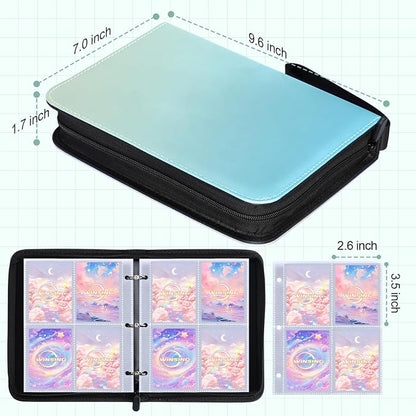 Card Binder 4 Pocket, 400 Pockets Card Holder Compatible with Game Cards Gift for Girls, Trading Card Binder Album Case Book Storage CCG, MTG, Baseball, Football, Sports - Small,Green