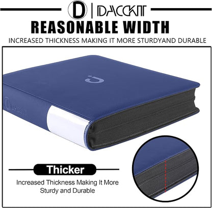D DACCKIT Card Binder 16 Pocket - Fits 1024 Cards，Premium 4X4 Ringless Card Album with Sleeves for Trading Cards & Sports Cards（Model A，Navy Blue）