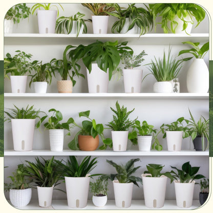 Ziliny 18 Pcs Self Watering Pots Plastic Plant 3 Sizes Flower Plant Pot with Inner White Flower Pots for Indoor House Plants Plastic Self Watering Pot for Herbs Flowers (Xs,S,M)