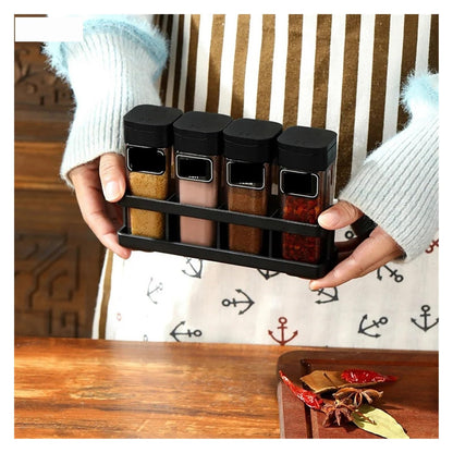 Four-Grid Barbecue Spice Bottle Set, Household Salt Pepper Jar Kitchen Sealed Seasoning Container Organizer(Coffee 1Pcs)
