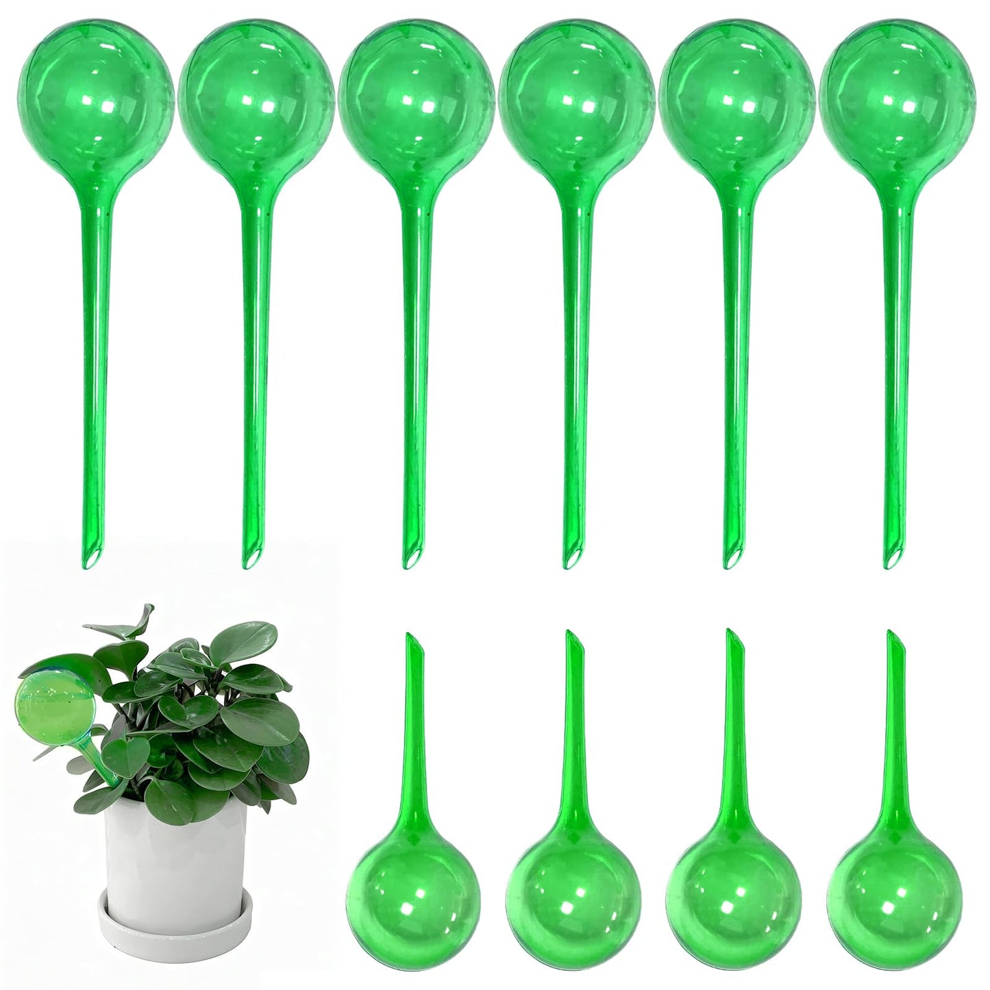 Pesilo 10 Pcs Self Watering Globes, Plant Watering Globes Automatic Watering Bulbs for Indoor Outdoor, Vacation Potted Plant Care Water Conservation Device (Green)