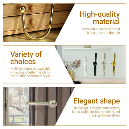 Gripebao 4 Pack Curtain Drapery Holdbacks, Curtain Pull Backs Wall Mount, Metal Tieback Hooks, Window Treatment Holdbacks, Decorative Curtain Holders for Wall, Curtain Tie Backs Side Hooks, Gold