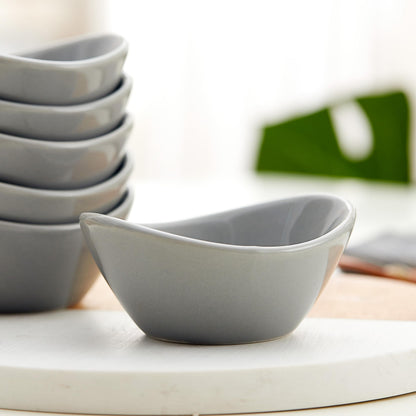 Swuut Ceramic Charcuterie Accessories Set of 6,1.5 Oz Individual Salsa Cups Dip Pinch Bowl,Soy Sauce Dishes,Small Dessert Plates for Charcuterie Sushi,Caviar Sauce,Ice Cream and Party Supplies(Grey)