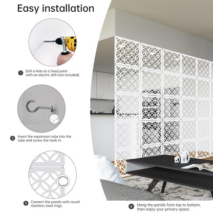 Boshen 24PCS Hanging Room Divider Wall Screen Panel Room Divider Panels Privacy Screen Divider Home Decor for Living Room Bedroom Home Office Restaurant Decor-White02