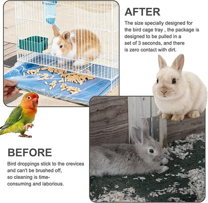 29x19 Inches Disposable Bird Cage Liner Bags, 0.6 Mil 50 Pack Plastic Leak-Proof with Cage Cleaning Brush, for Parrots, Rabbits, Guinea Pigs
