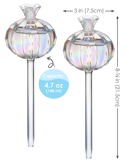 NiHome Plant Watering Globes 2-Pack, Iridescent Glass Cactus Self Watering Globe, Glass Waterer for Potted Plants - 4.7OZ/140 ML Capacity Automatic Mini Irrigation System, Adorable Gardening Gift