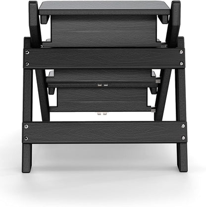 Dog Stairs and Steps, HDPE Plastic Wood Grain, 2-in-1 Foldable Pet Ramp for Small and Medium Dogs and Cats, for Bed Couch and Car, No Assembly Required, Supports Up to 150lbs, Black