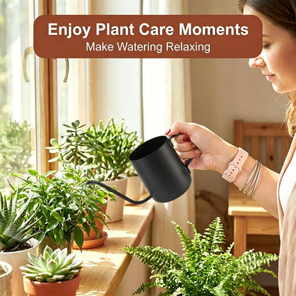 Watering Can for Indoor Plants, 12 oz / 350 ml Mini Plant Waterer, Stainless Steel Watering Can with Long Spout for House Plants, Succulents and Garden Decorative, Gentle Flow & No Spills