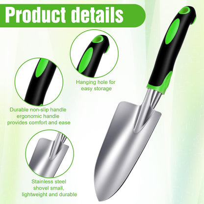 10 Pcs Garden Shovel Aluminum Alloy Heavy Duty Trowel Garden Tool Small Shovels for Digging Metal Hand Trowel Spade with Soft TPR Handle for Lawn Yard Farm Home Shop Planting
