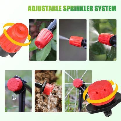 164FT Drip Irrigation System, 192Pcs Automatic Garden Watering System with Adjustable Misting Nozzle Sprinkler, 1/4 inch Blank Distribution Tubing Watering Drip Kit for Greenhouse, Patio, Lawn (164FT)
