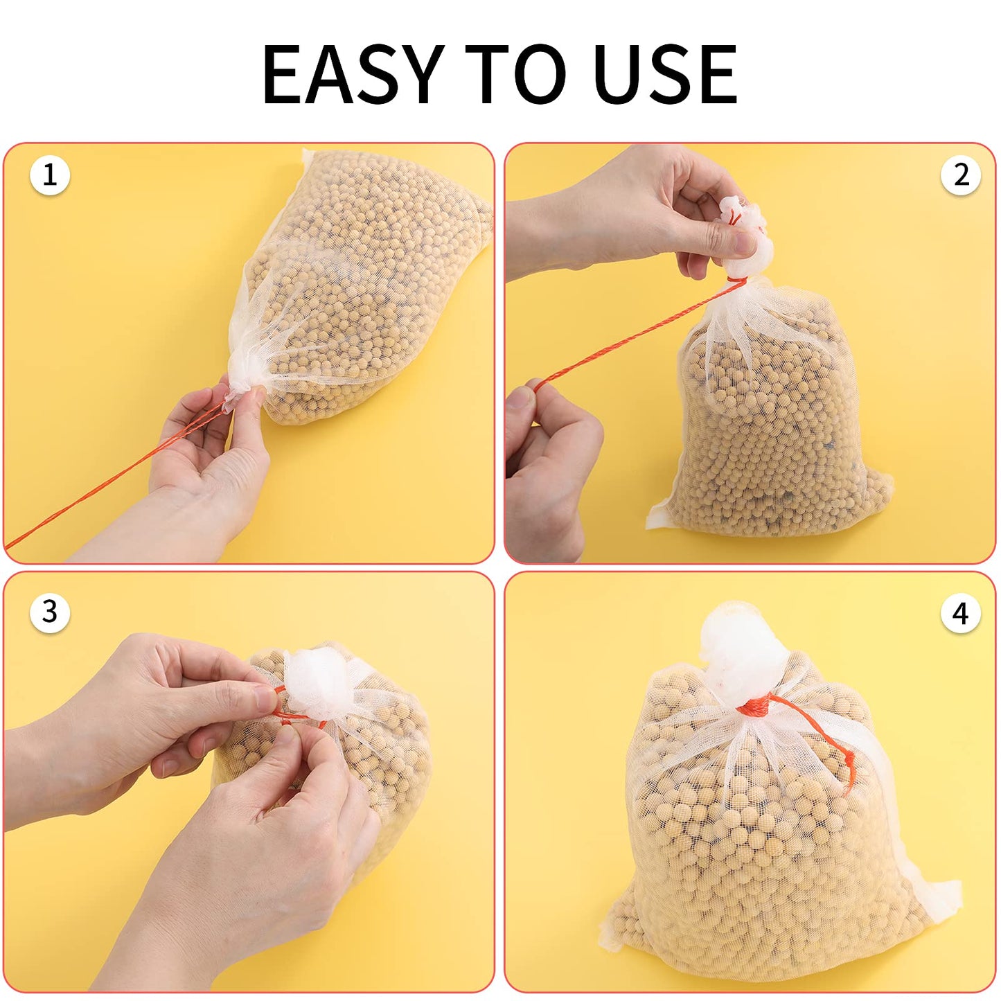50Pcs 18"x12" Kikhope Fruit Protection Bags, Garden Netting Bags with Drawstring, Fruit Netting Bags, Fruit Tree Bags, Netting Barrier Bags for Protecting Fruits and Vegetables