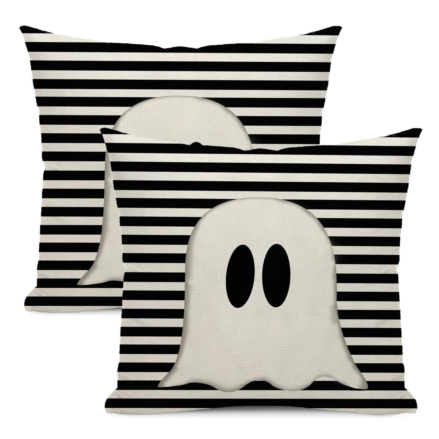 Yxuiyal Halloween Pillow Covers 22x22 Set of 2 Black Stripe Cute Ghost Throw Pillow Covers for Home Decoration Cushion Case for Couch Sofa Halloween Decor