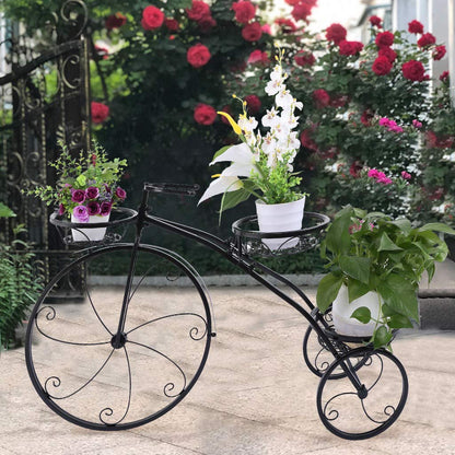 ETHY, Black ,32.3x20x9.4in Tricycle Plant Stand Flower Pot Cart Holder Ideal for Home Garden and Patio,Great Gift for Plant Lovers, Housewarming, Mother’s Day - Parisian Style