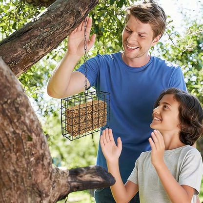 2Pcs Outdoor Suet Cage Bird Feeder, Suets Hanging Bird Feeder fo Attracting Birds, Single Suet Cake Capacity, Fruit Holder Style for Garden Yard Outside Hanging