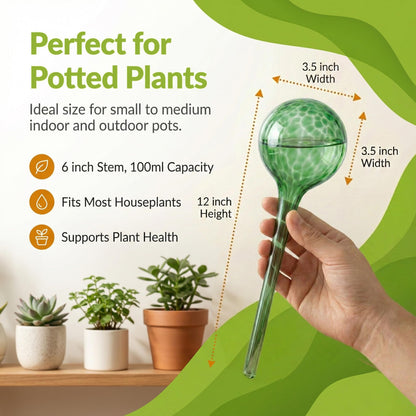 Little Green Leaf Automatic Plant Watering Globes Self Watering Planter Inserts (Set of 6) | Hands Free Multicolor Glass Bulbs | Planter Spikes to Support Indoor & Outdoor Plant Health (350ml)