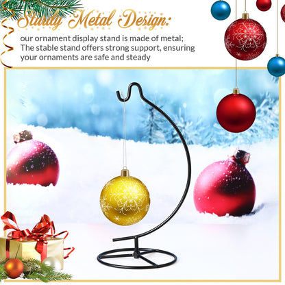 Baderke Ornament Display Stand, Ornament Hanger Holder Glass Ball Air Plant Holder, Hanging Terrarium Stand for Christmas Wedding, Home Office Decor,10.43" H(Black)