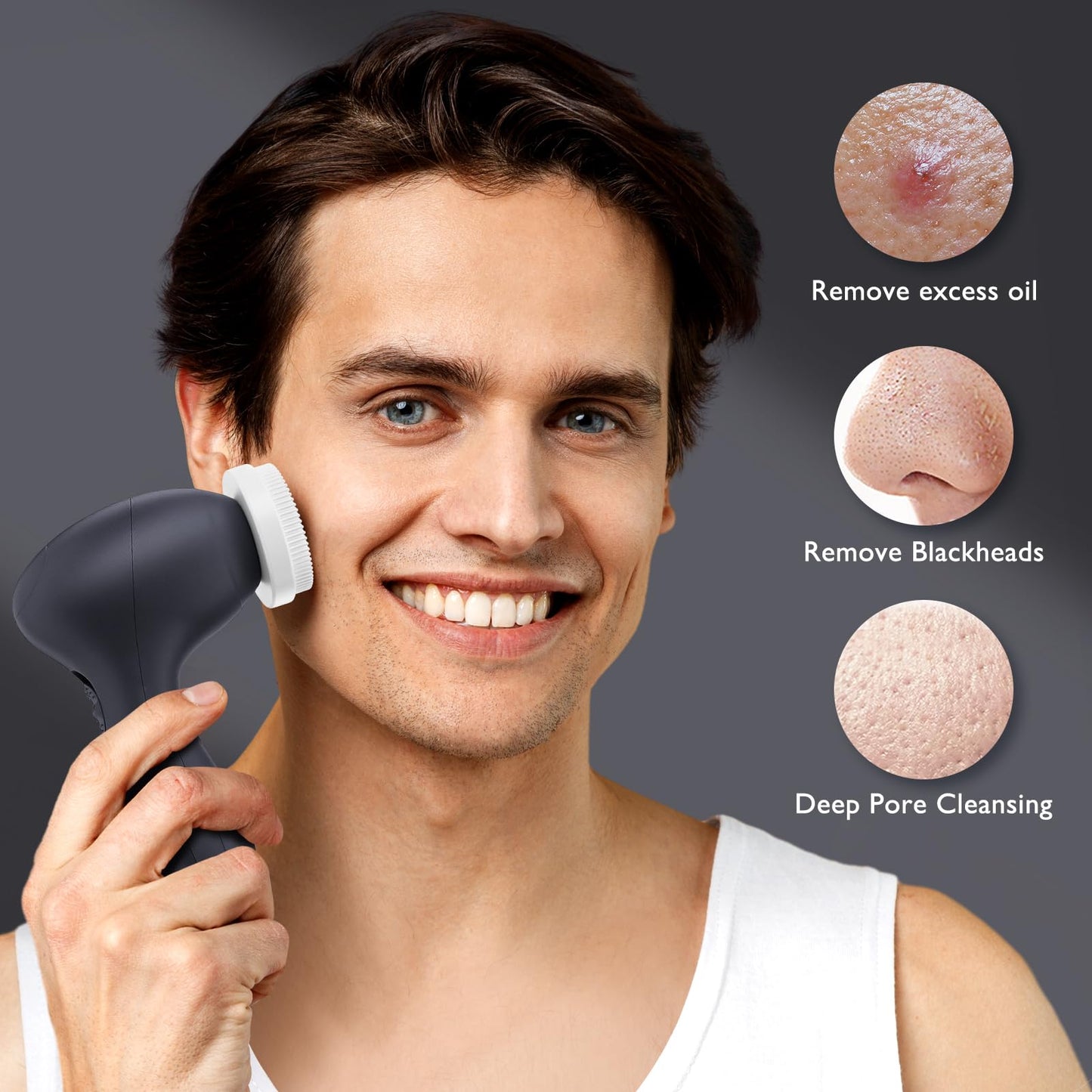 COSLUS Facial Cleansing Brush Silicone Face Scrubber: 2 in1 FBS-D Electric Exfoliating Massage Device Waterproof Deep Cleaning Exfoliation Rotating Spa Machine - Electronic Skin Care Wash Clean System