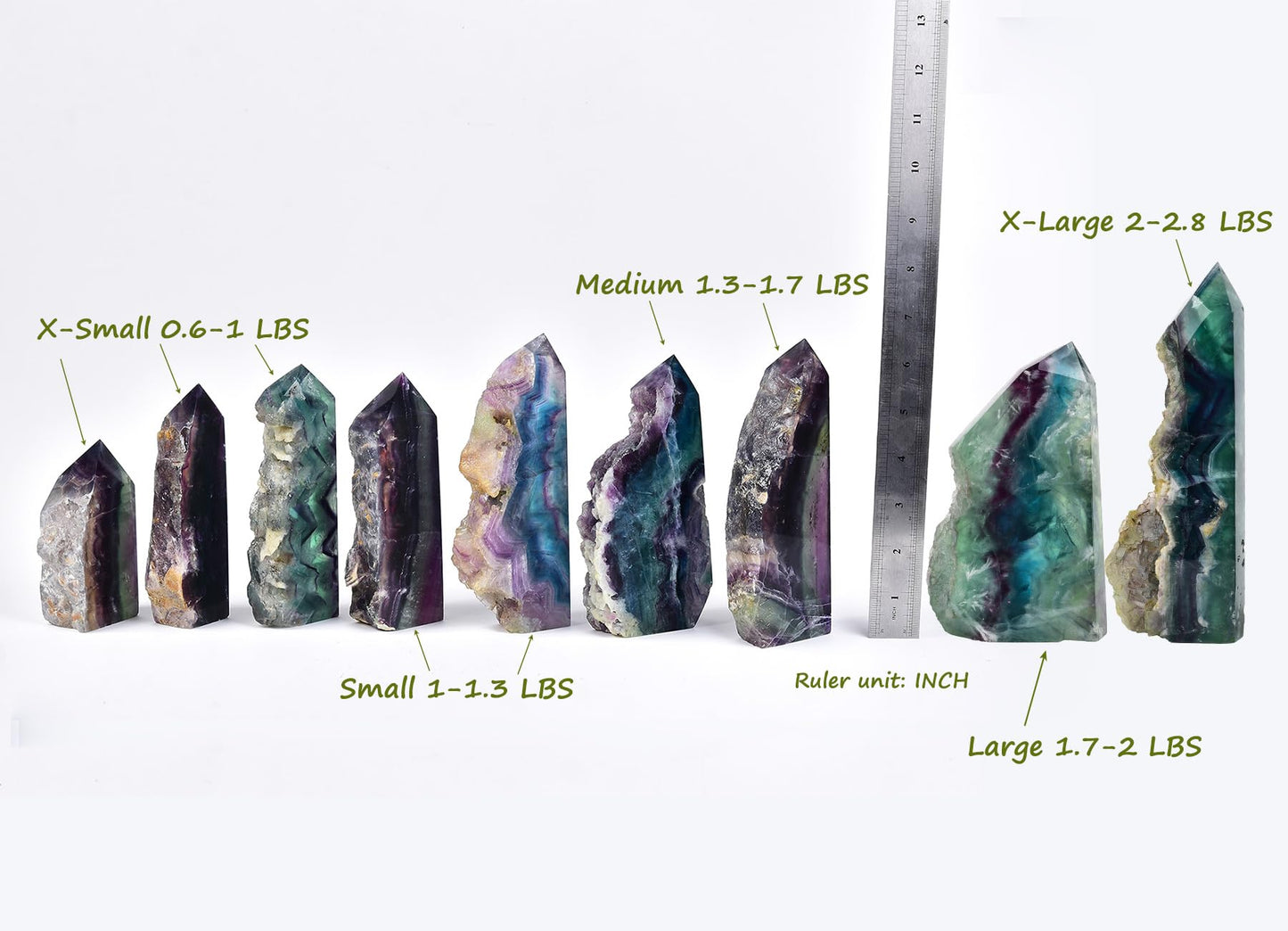 AMOYSTONE Decorative Quartz Obelisk Slab Pointed Natural Fluorite Slab Block Heavy 2-2.8 LBS, Crystal Lover Collection, Gifts, Home Décor