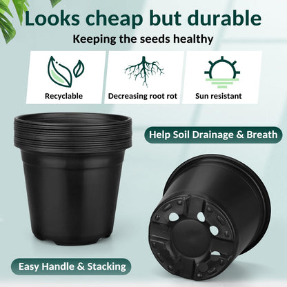 FUOAUYK 110 Pcs Small Plastic Palnt Pot, 4 5 6 Inch Nursery Pots with Drainage, Seedlings Starter Pots for Plants, Great for Herbs, Cuttings, and Starter Plants (110 pcs, 4 inch)