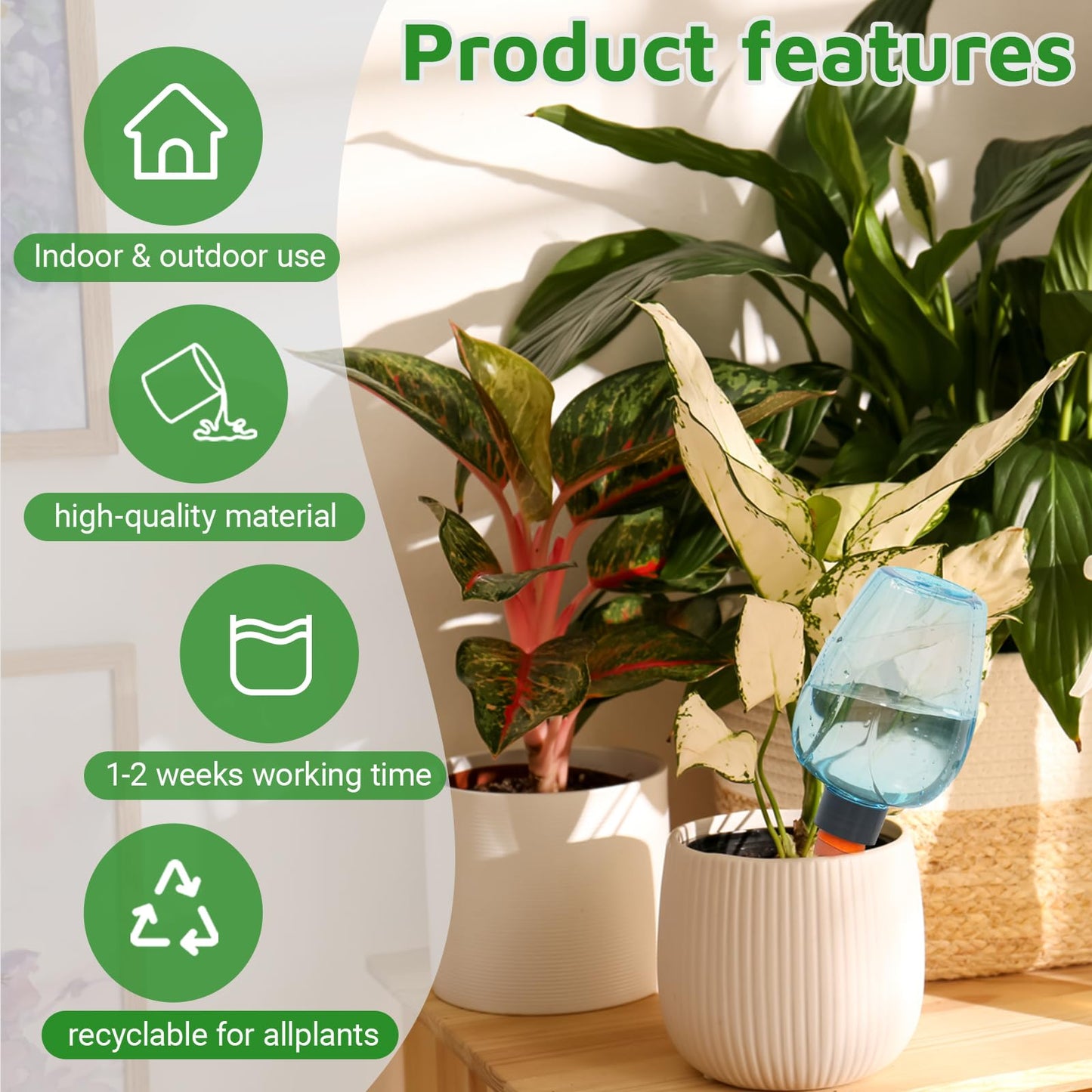 3cps Self Plant Watering Globes for Indoor and Outdoor Plants Plastic Automatic Plant Watering Bulbs Insert 12.3 oz with Slow Release Control Water Dripper for Plants
