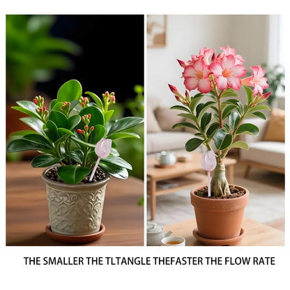 NovaPuff 2 Pcs Pink Tulip Self Watering Plant Globes,Glass Watering Bulbs Watering Spikes, Automatic Watering Devices for Indoor Plants/Travel Vacation