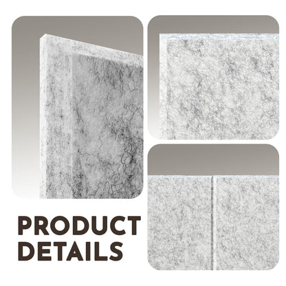 MISSDAY Light Grey Acoustic Wall Panel Large Felt Bulletin Board 48" x 36" Cork Board for Wall, 12-Pack Boards with 72 Adhesive Tabs, 50 Pins, Pin Board for Home Office Classroom Soundproof Wall Tile